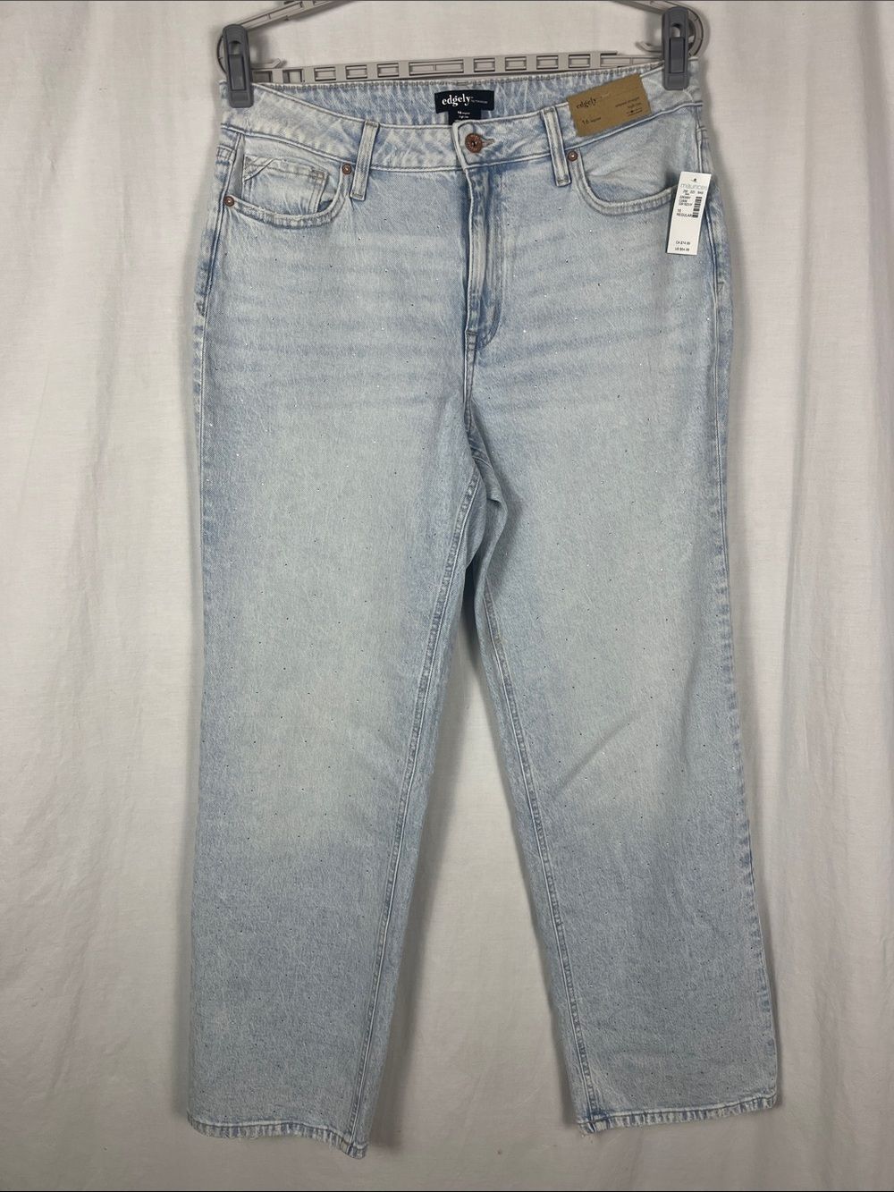 NWT Edgely High Rise Relaxed Straight Sparkle Light Wash Jeans